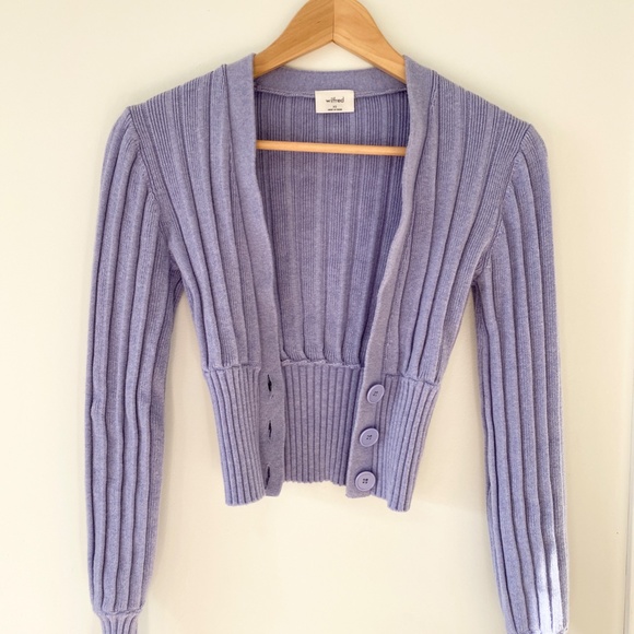 Aritzia Wilfred Plunge Cardigan in PALE VIOLET - Picture 6 of 9